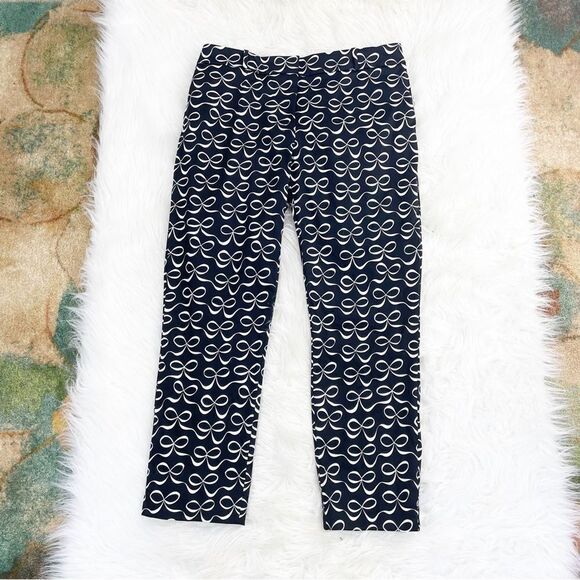 Kate Spade New York Bow Print Straight Leg Ankle Cropped Pants - Picture 3 of 5